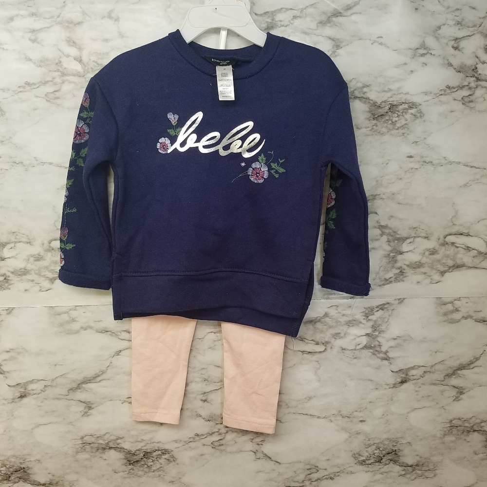 Bebe Girls Toddlers Set 2T Shirt & Pants New